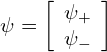 \[\psi = \left [ \begin{array}{c} \psi_{+} \\ \psi_{-} \end{array} \right ] \]