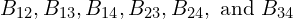 B_{12}, B_{13}, B_{14}, B_{23}, B_{24}, \text{ and }B_{34}