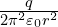 \frac{q}{2\pi^2 \varepsilon_0 r^2}